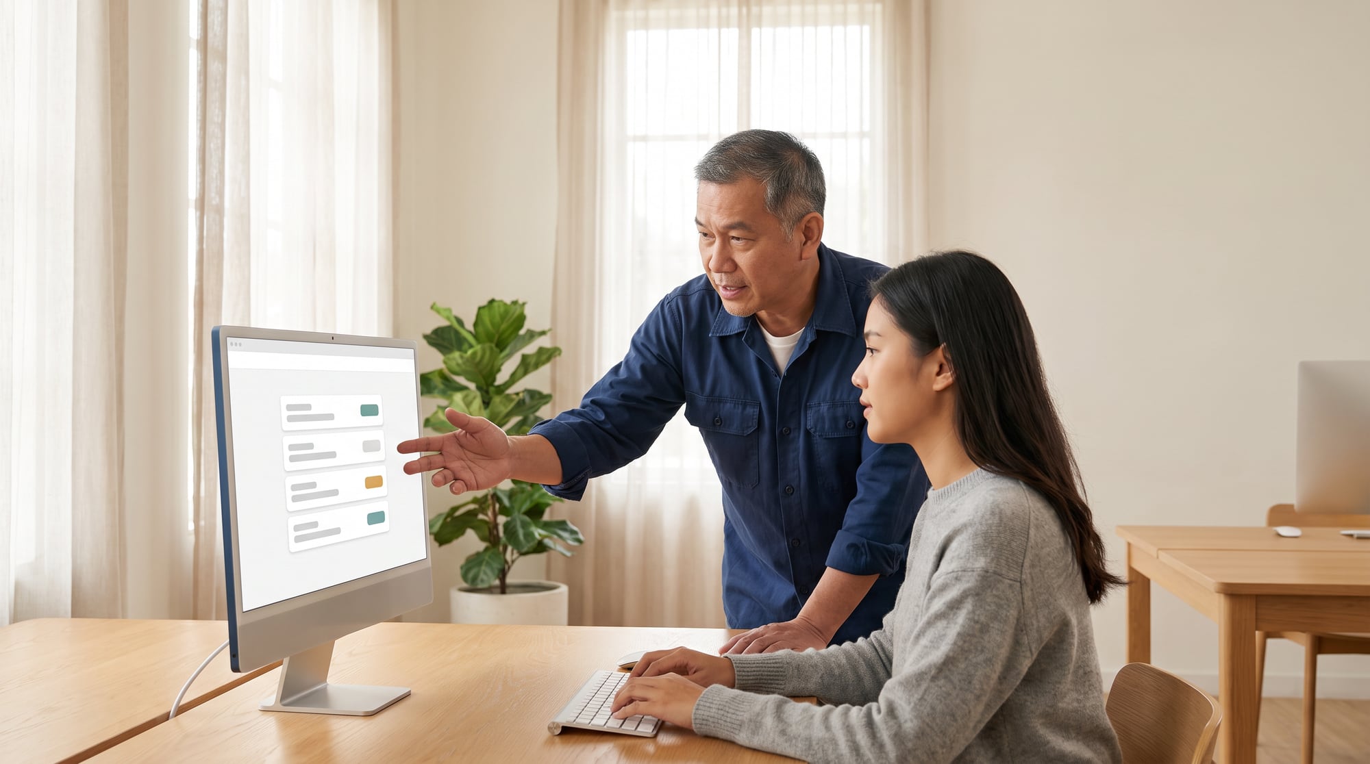 A frontline expert teaches the system with real examples while a data assistant records them as rules